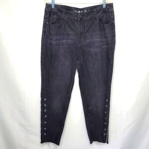 Seven7 Premium Hi-Rise Ankle Jeans Size 18W Raw Hem Limited Edition Punk Faded